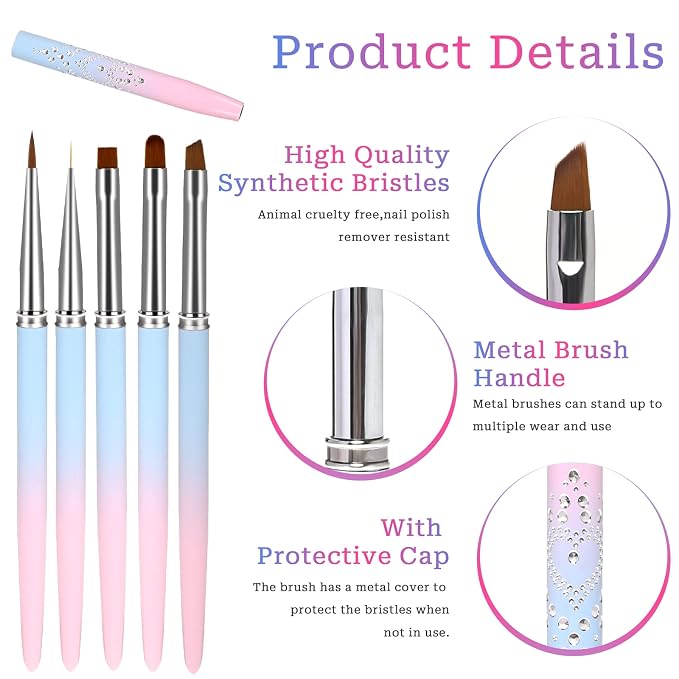 5Pcs Nail Polish Clean Up Brush Set, Manicure Nail Art Polish Remover Brush - Image 2