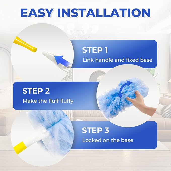 20 Count Duster Refills with Handle, Compatible with Swiffer Dusters Handle - Image 6
