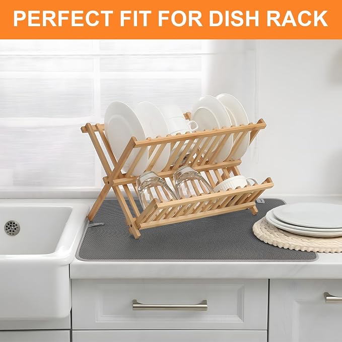 Dish Drying Mat 24 x 17 in, Large Microfiber Drying Mats, Absorbent Quick Dry - Image 9