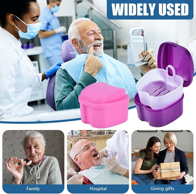 2 Pack Denture Bath Case Cup Box Holder Storage Container - Image 6
