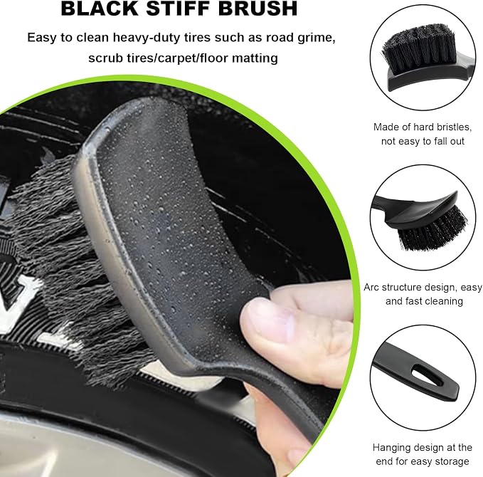 3 PCS Wheel Rim & Tire Brush Set, Scratch-Free Soft & Stiff Bristle Wheel - Image 4