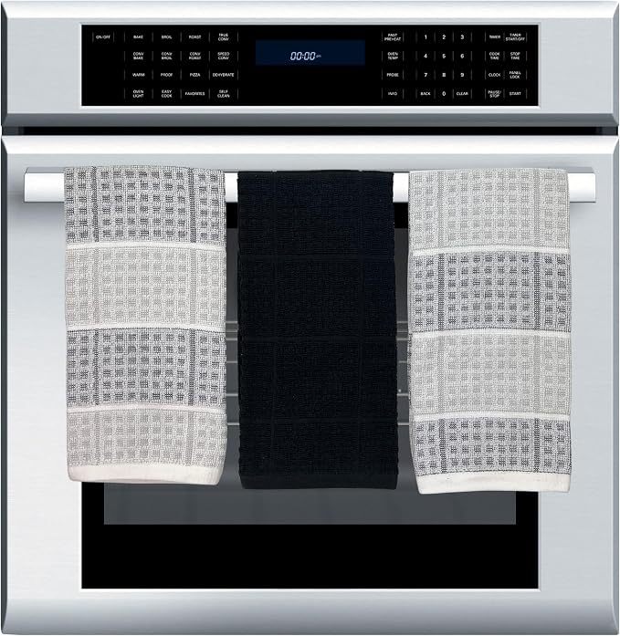Black Gray Kitchen Dish Towels- Set of 3 100% Cotton Cloth Soft Cleaning Drying - Image 3