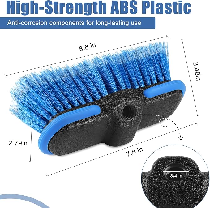 Car Wash Brush Head with Soft Bristle, 8in Car Cleaning Brush with Protective - Image 3