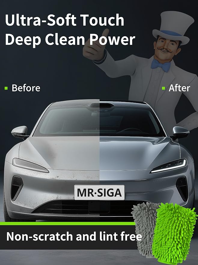 MR.SIGA Premium Microfiber Soft Chenille Car Wash Mitt - Image 5
