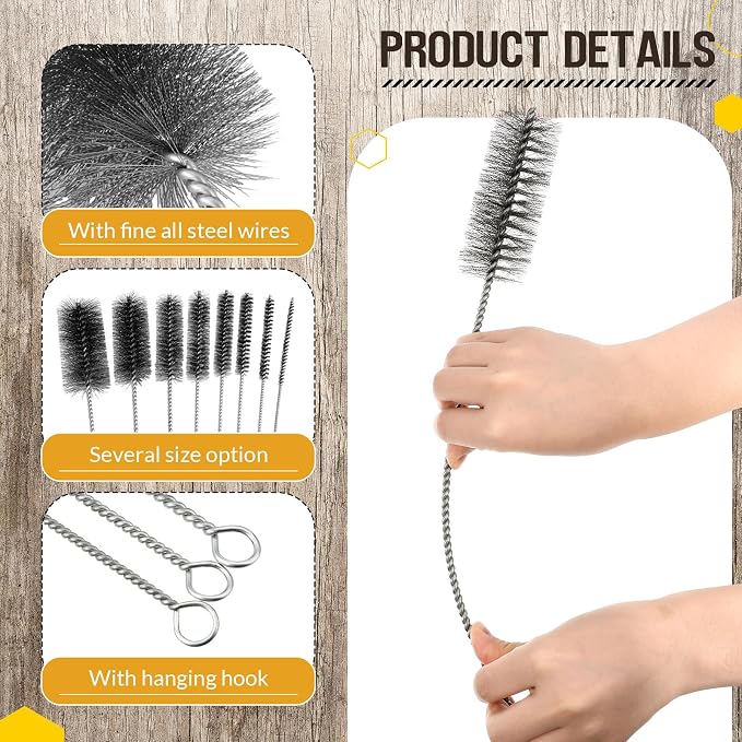 Baderke 16 Inch Long Pipe Cleaning Brush Stainless Steel Bristles Pipe Cleaning - Image 3