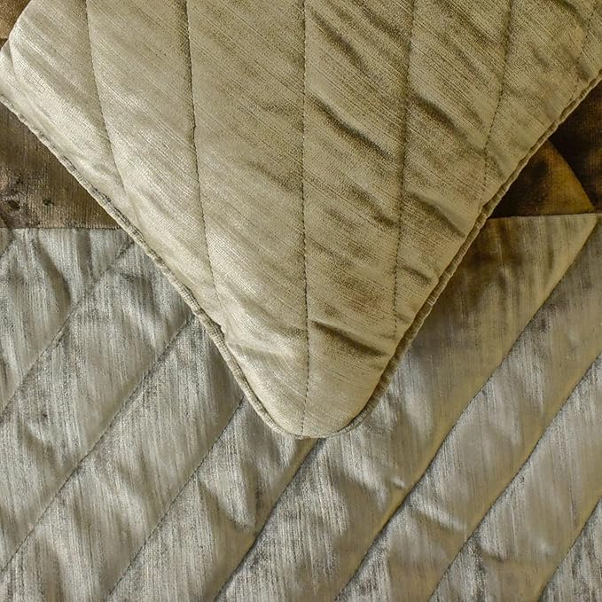 The HomeCentric King/Queen/Twin Brown Decorative Bed Runner Full 68"x18" Bed Runner with One Pillow Cover, Solid, Chevron, Patchwork, Quilted Bed Scarf on Velvet Fabric - Plush Divide