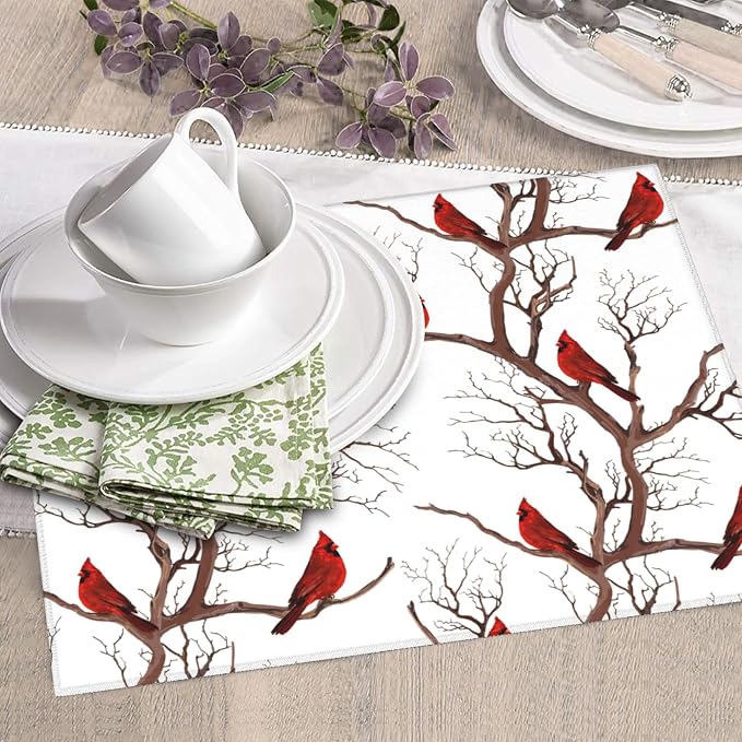 Winter Cardinal Birds Dish Drying Mat - Image 3