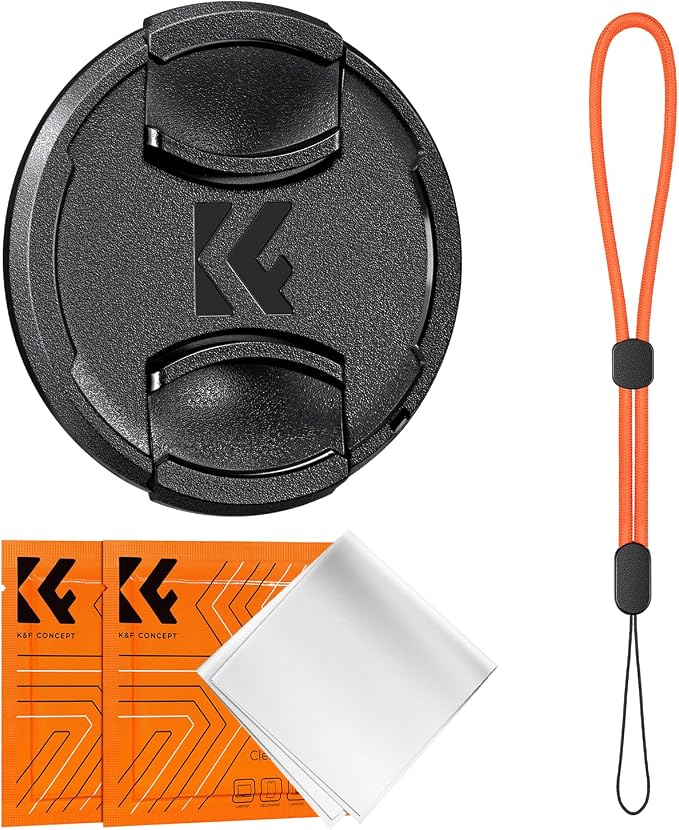 K&F Concept 49mm Lens Cap Cover, 4-in-1 Center Pinch Lens Cover + Anti-Loss by KFCONCEPT