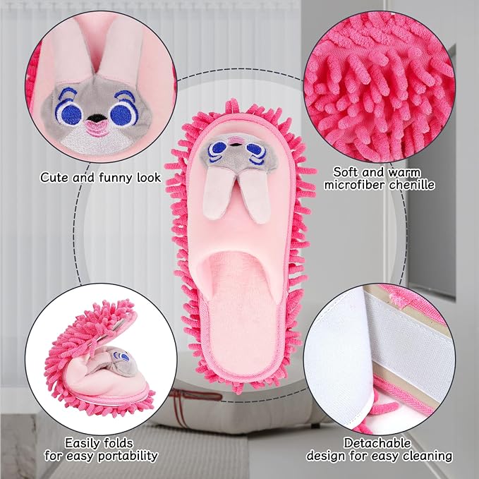 Liitrton Mop Slippers Cartoon Mop Shoes, Washable Microfiber Slippers - Image 5