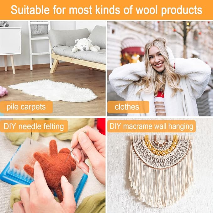 Carpet Rake Sheepskin Wool Brush and Sheepskin Brush Cleaner Comb, More Suitable - Image 6