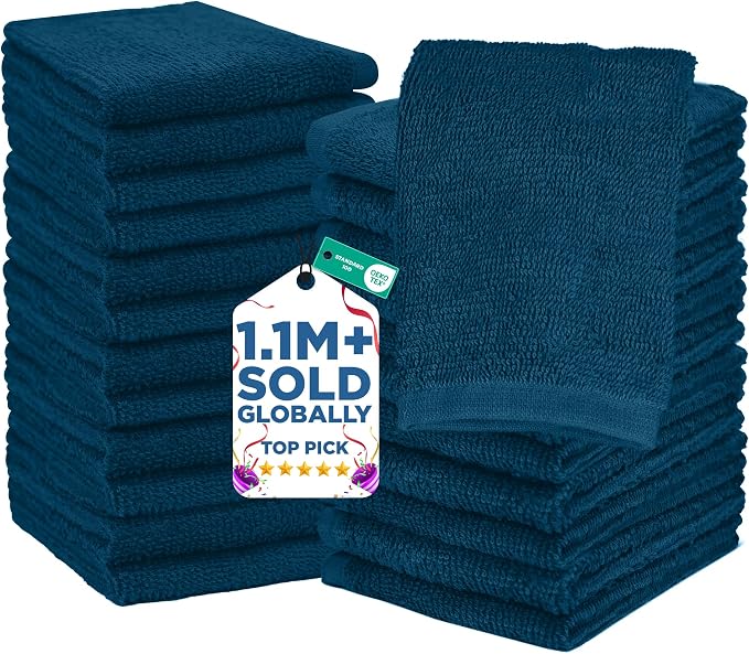 DAN RIVER 24 Pack Wash Cloths for Showering by DanRiver