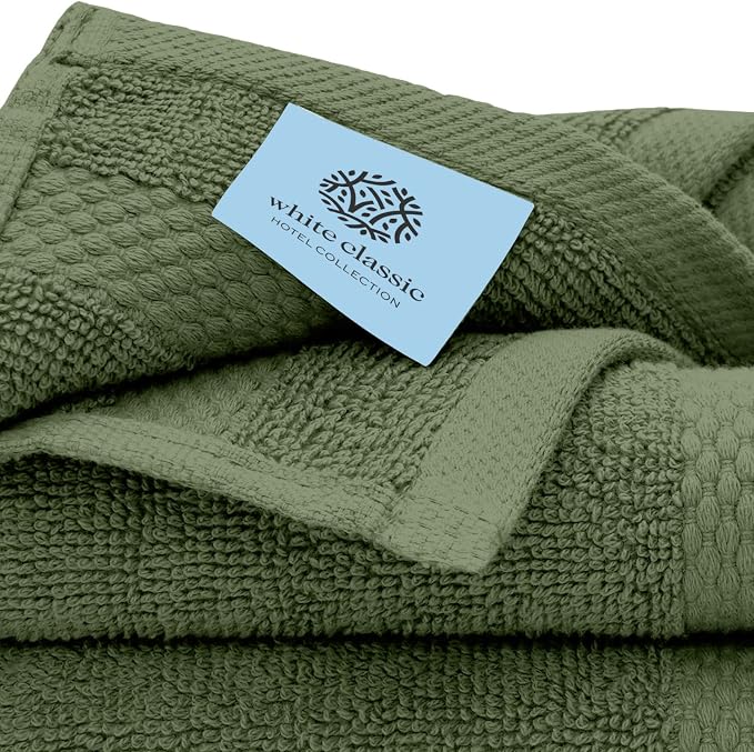 White Classic Luxury Cotton Washcloths 13x13 Inch - Image 5