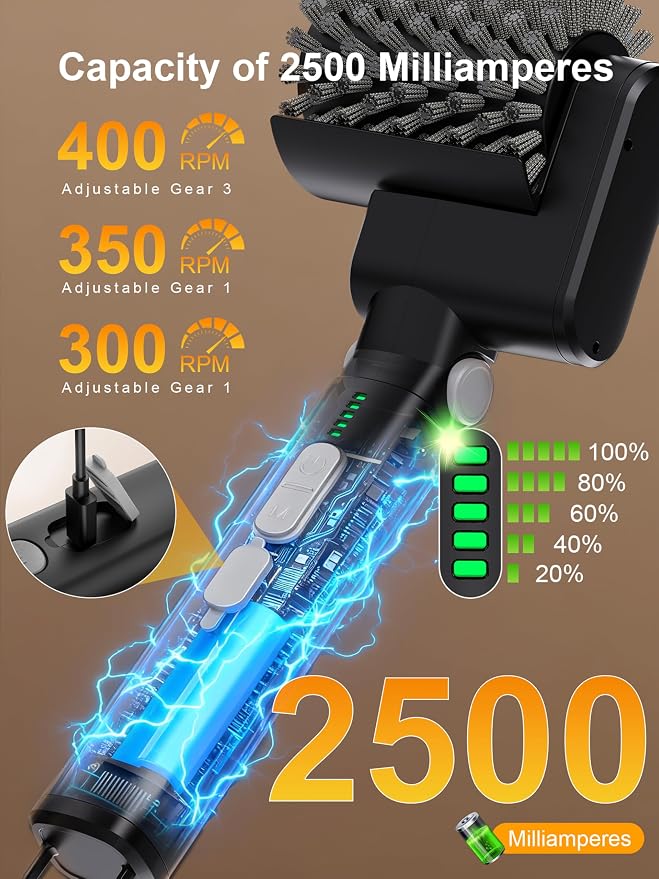 Electric Grill Brush, 3-Speed Power Control Grill Brush - Image 5