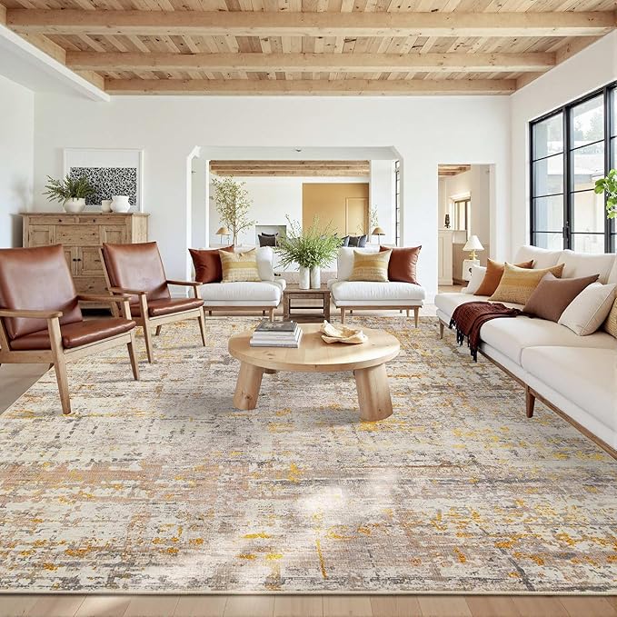 10x14 Extra Large Washable Area Rug, Soft Abstract Vintage Rug by Rugxara