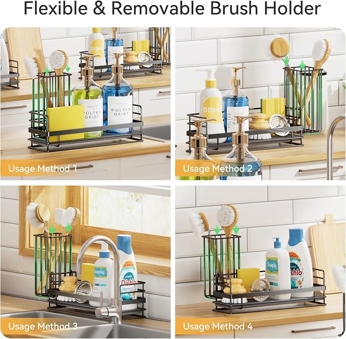 Yofidra Sink Caddy with Stone Drying Tray: Stainless Steel Soap Dispenser - Image 2