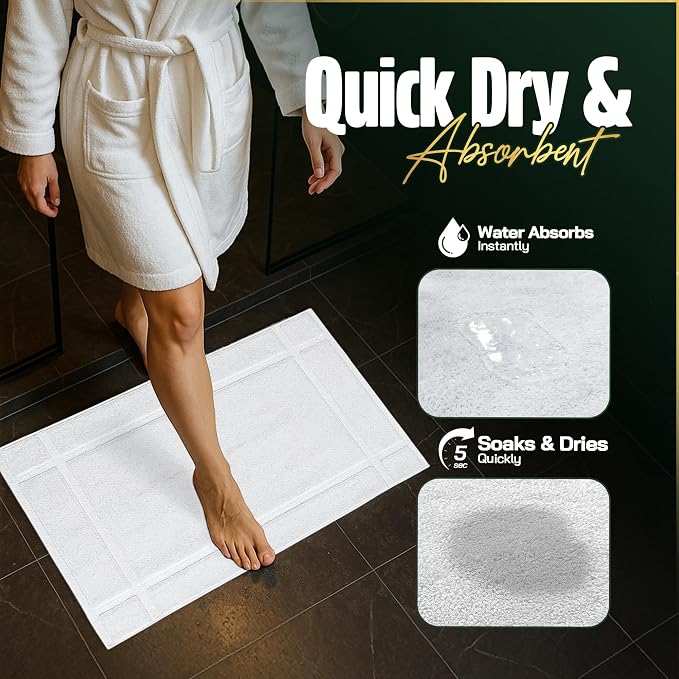 Pearl Linens Pack of 12 100% Cotton Bath Mat 20x30 inches, Soft & Absorbent - Image 5