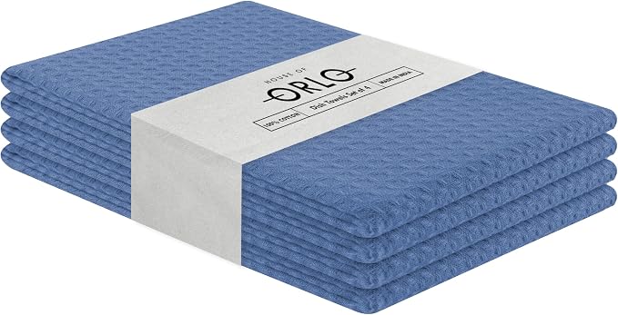 Sky Blue Waffle Kitchen Towels, 16x26 Inches, 100% Cotton, Quick Drying - Image 2