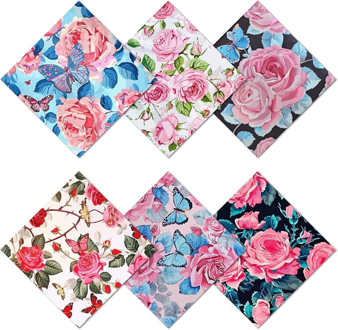 CREATCABIN 6 Packs Thickened Glasses Cleaning Cloth Elegant Flower Design by CREATCABIN