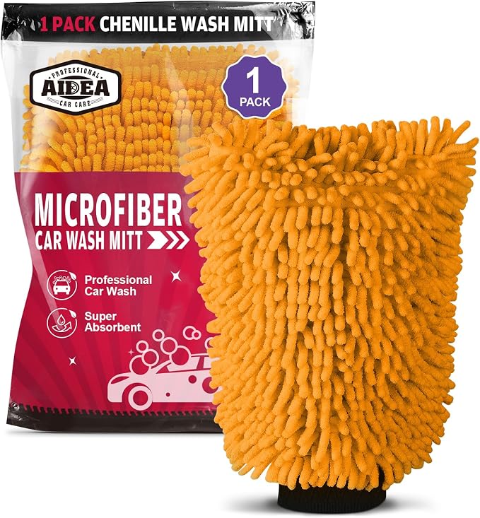 AIDEA Car Wash Mitt Microfiber, 1PK Scratch Free Lint-Free, Premium Chenille by AIDEAHOME