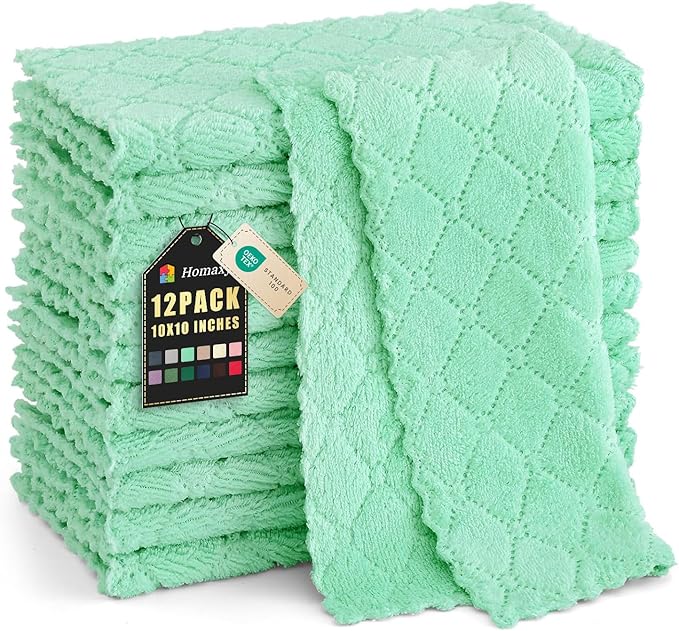 Homaxy 12 Pack Kitchen Dish Cloths, Super Soft and Absorbent Coral Velvet Dish by Homaxy