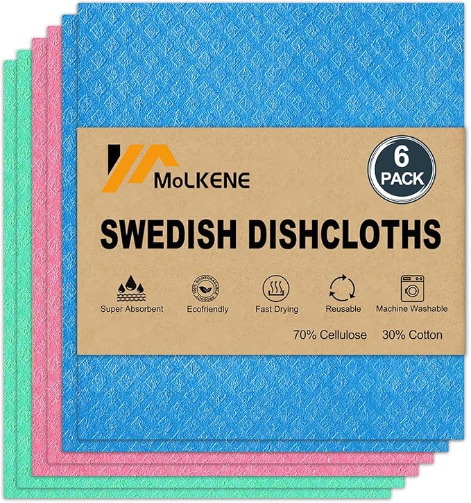 Swedish Dishcloths, Reusable Soft Kitchen Towels, Absorbent Sponge Cleaning by MoLKENE