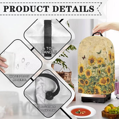 Retro Sunflower Butterfly Blender Cover Stand Mixer Covers Anti Fingerprint Dust Covers Juicer Cover for Home Kitchen Universal Appliance
