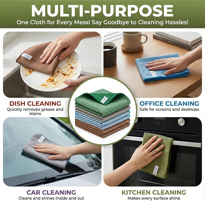 Dual-Sided Microfiber Cleaning Cloths – Non-Scratch Scrub & Absorbent Wipe – - Image 2