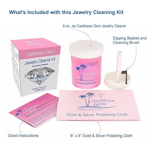 Jewelry Cleaner Kit 8oz with Basket, Brush & Polishing Cloth - Image 2