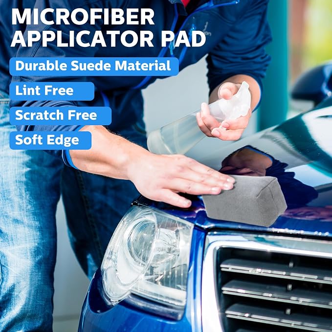 Riakrum 12 Pack Microfiber Applicator Pads Suede Car Detailing Sponge Ceramic - Image 3