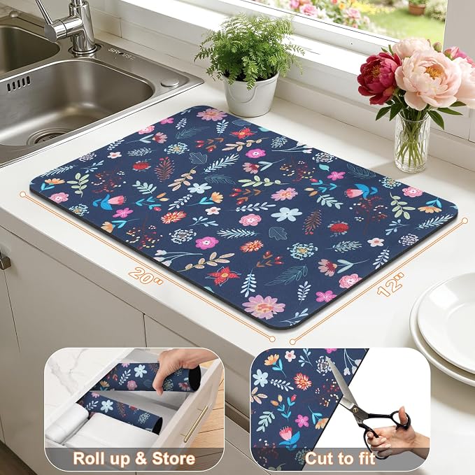 LOKHOM Dish Drying Mat for Kitchen Counter, Coffee Pot, Dining Room Decoration - Image 2