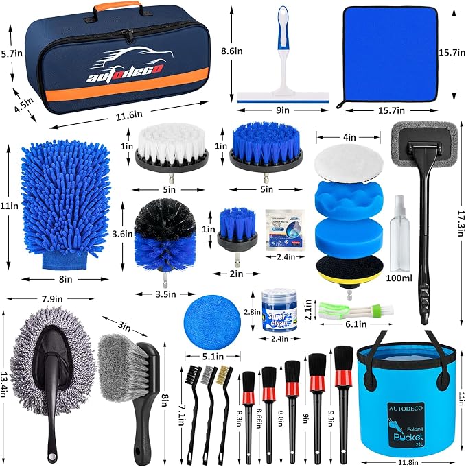 AUTODECO 34Pcs Car Detailing Brush Set, Car Detailing Kit, Auto Detailing Drill - Image 8