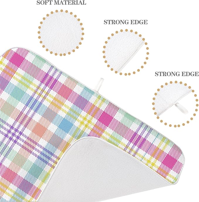 Easter Checkered Dish Drying Mats 18x24 Inch Colorful Buffalo Plaid Drying Mats - Image 7