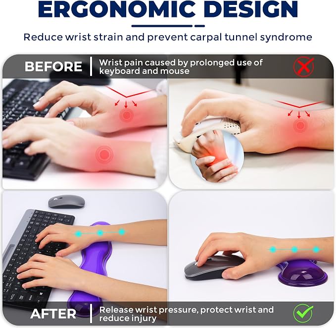 Gel Wrist Rest for Keyboard and Mouse, Wrist Rest for Keyboard, Mouse Wrist - Image 3