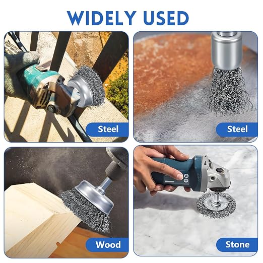 10 Pcs Drill Wire Brushes Coarse Carbon Steel Crimping Wire Wheel Cup Brushes - Image 5
