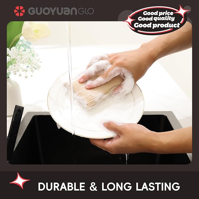 Bamboo Kitchen Sponges Heavy Duty Natural Cleaning Sponges Non-Scratch Dish - Image 4