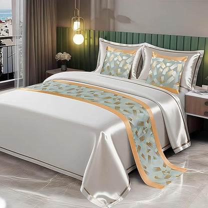 Bed Runner for Guest Room，Luxury Bed Runner，Wedding Bed Runner，Embroidered Bed Runner，Breathable Washable，Hotel Decor，Bed Decorations ，for Home Hotel Decorations(F,50 * 210cm)