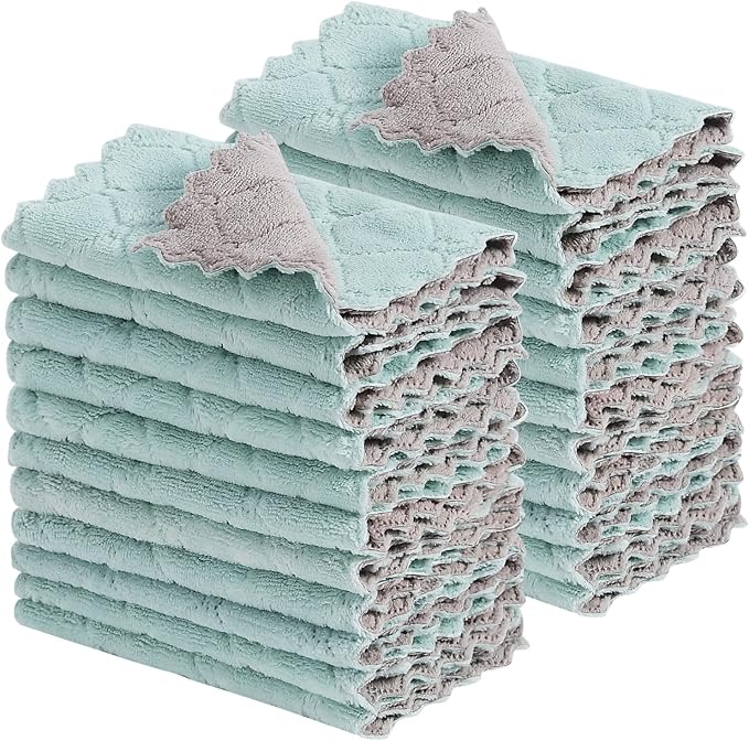 20Pcs Kitchen Cloth, Dish Towels, Super Absorbent Coral Fleece Dishtowels by GADIEDIE