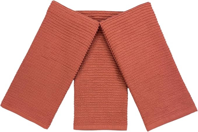 Serafina Home Peach Coral Salmon Kitchen Hand Dish Towels: Oversized 28" x 18" - Image 4