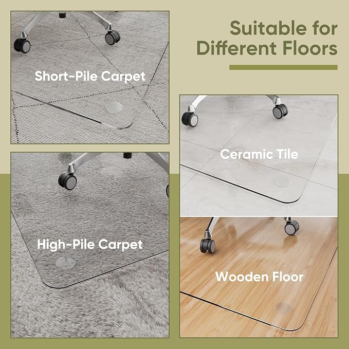 Office Chair Mat for Carpet & Hardwood, Upgraded 29" x 42" Dual Use Tempered - Image 5