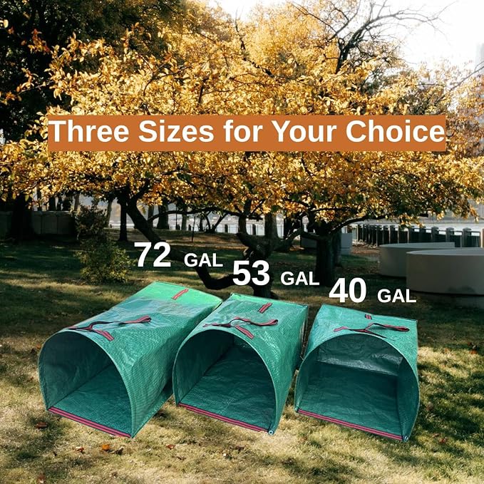 4-Pack Reusable Leaf Bags, 40-Gallon Collapsible Yard Waste Bags - Image 4