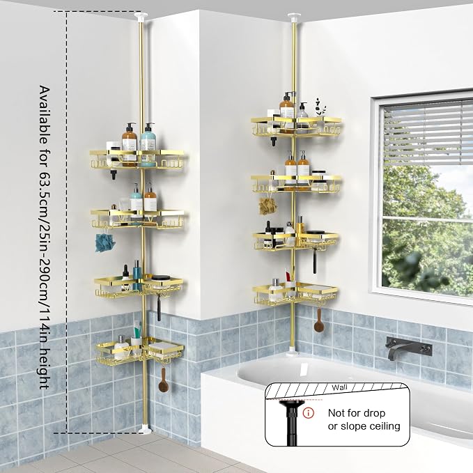 KEGII Corner Gold Shower Caddy Tension Pole - Image 7