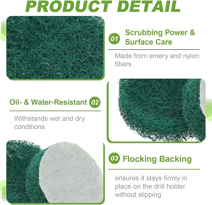 Power Scrub Pads, Scrubbing Pads 180 Grits Scouring Discs - Image 3