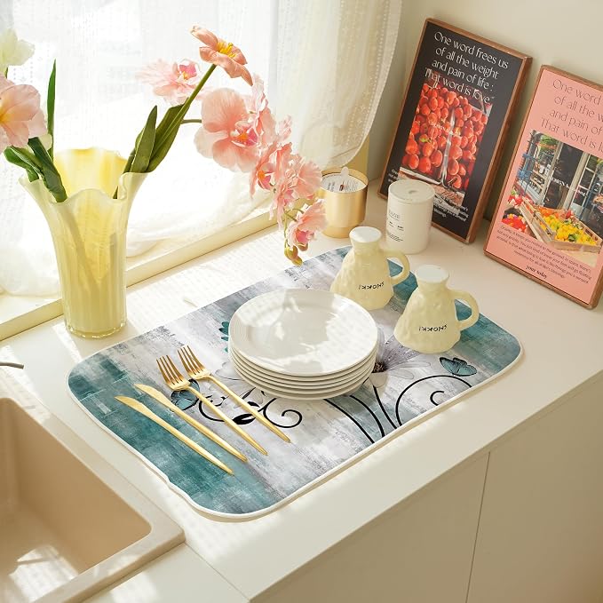 Rustic Daisy Floral Dish Drying Mats 18x24 Inches - Image 6