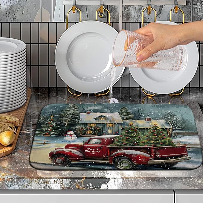 Vintage Snowman Christmas Kitchen Drying Mats - Image 5