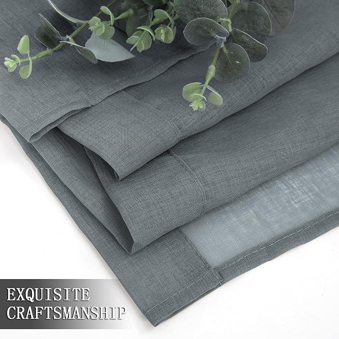 Tollpiz Short Sheer Tier Curtains Linen Textured Half Kitchen Curtain Sheers - Image 7