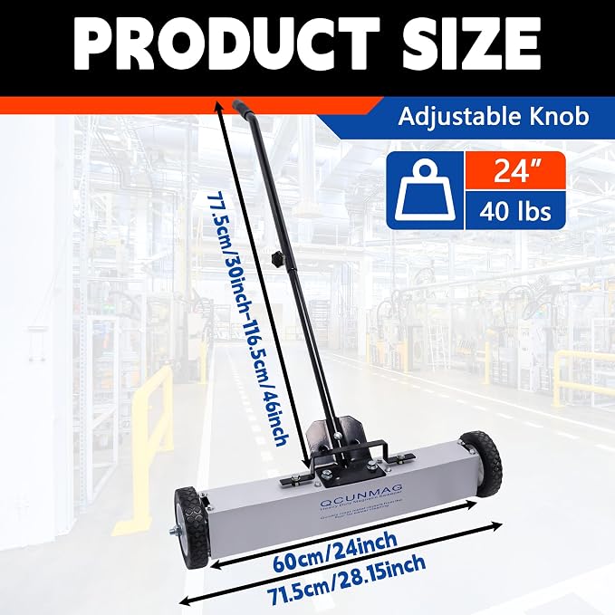 Rolling Magnetic Sweeper with Wheels, Telescoping Magnetic Pickup Tool - Image 3