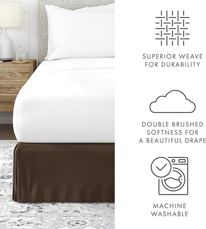 Linen Market Bed Skirt - Ultra Soft Microfiber - Easy Fit with 14 Inch Tailored Drop - Hotel Quality, Shrinkage & Fade Resistant - Bed Cover - Queen Bed Set - Bedroom Décor - (Queen, Chocolate)