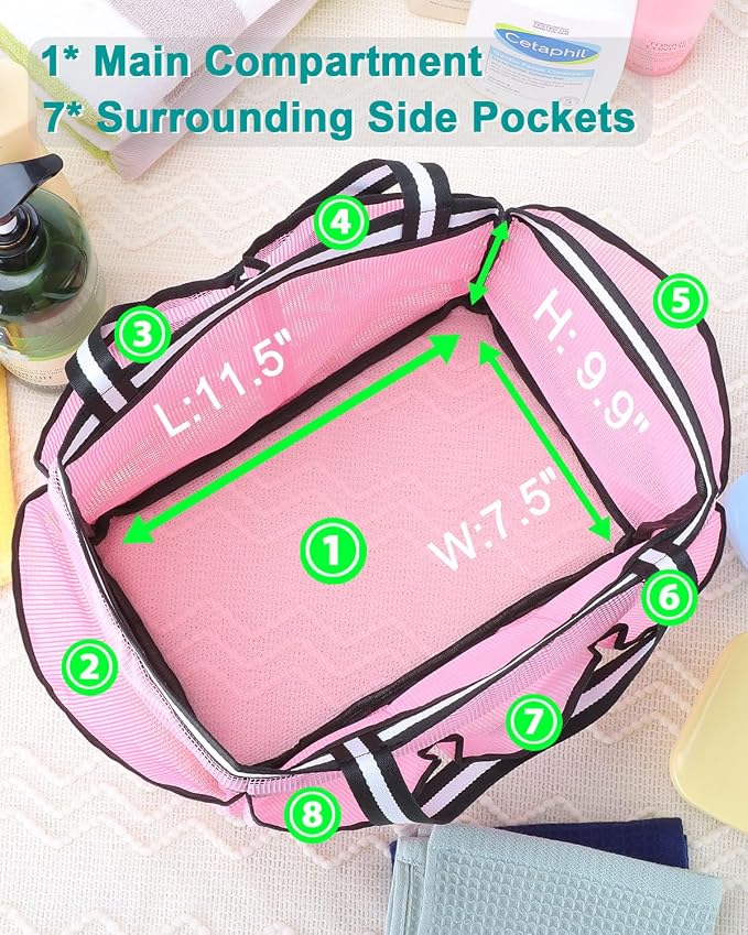 XL Mesh Shower Caddy Portable Shower Bag - Image 6