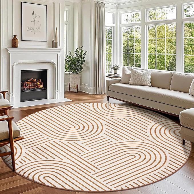 Washable Rug 6ft Area Rugs, Abstract Rug by ROYHOME