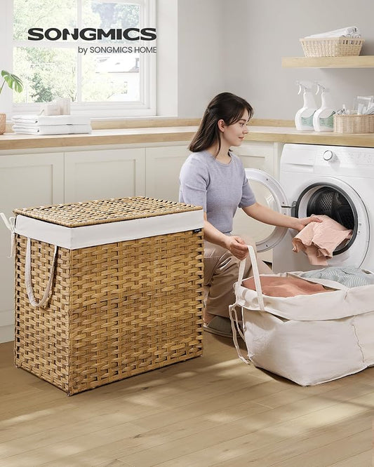 SONGMICS Laundry Hamper with Lid, 160 L Clothes Hamper with 2 Removable Liner - Image 2